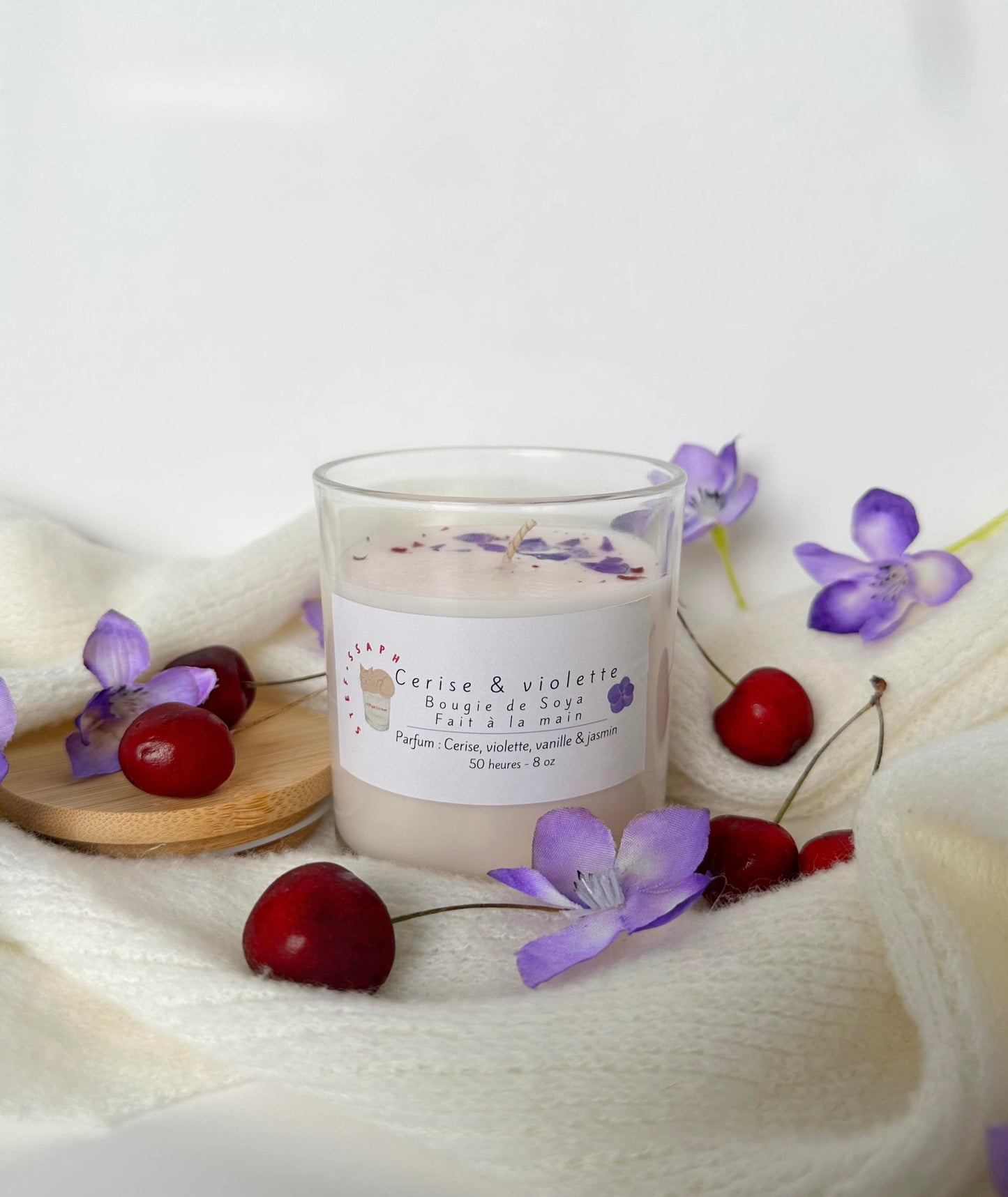 Bougie de soya - Cerise et violette