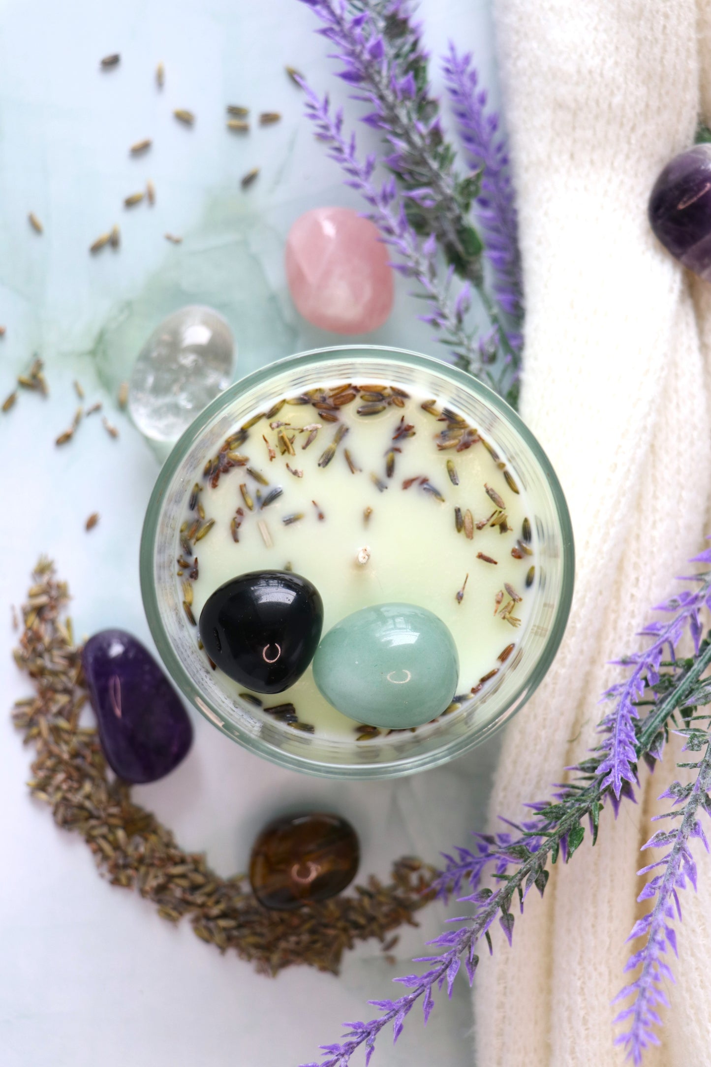 Bougie de soya - Eucalyptus et pierre de sérénité