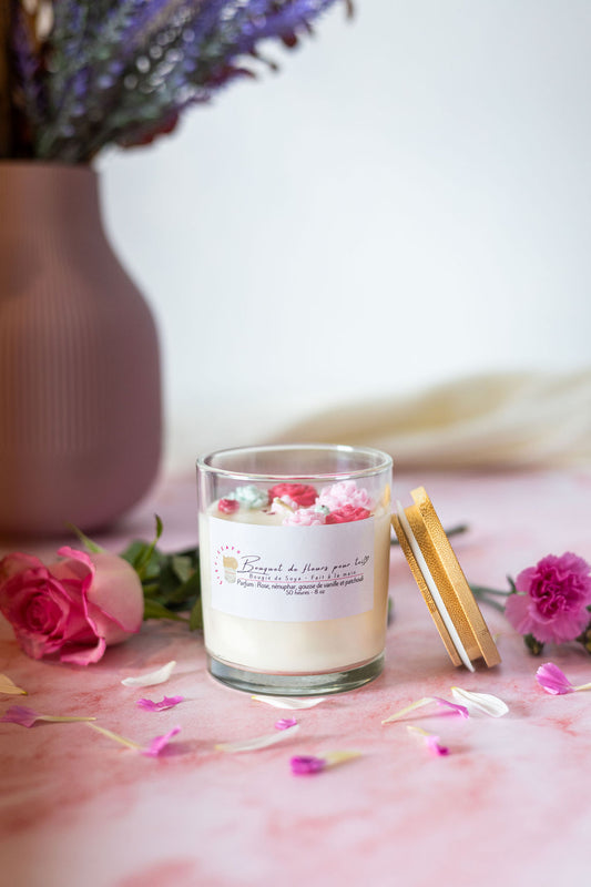 Bougie de soya - Bouquet de fleurs pour toi