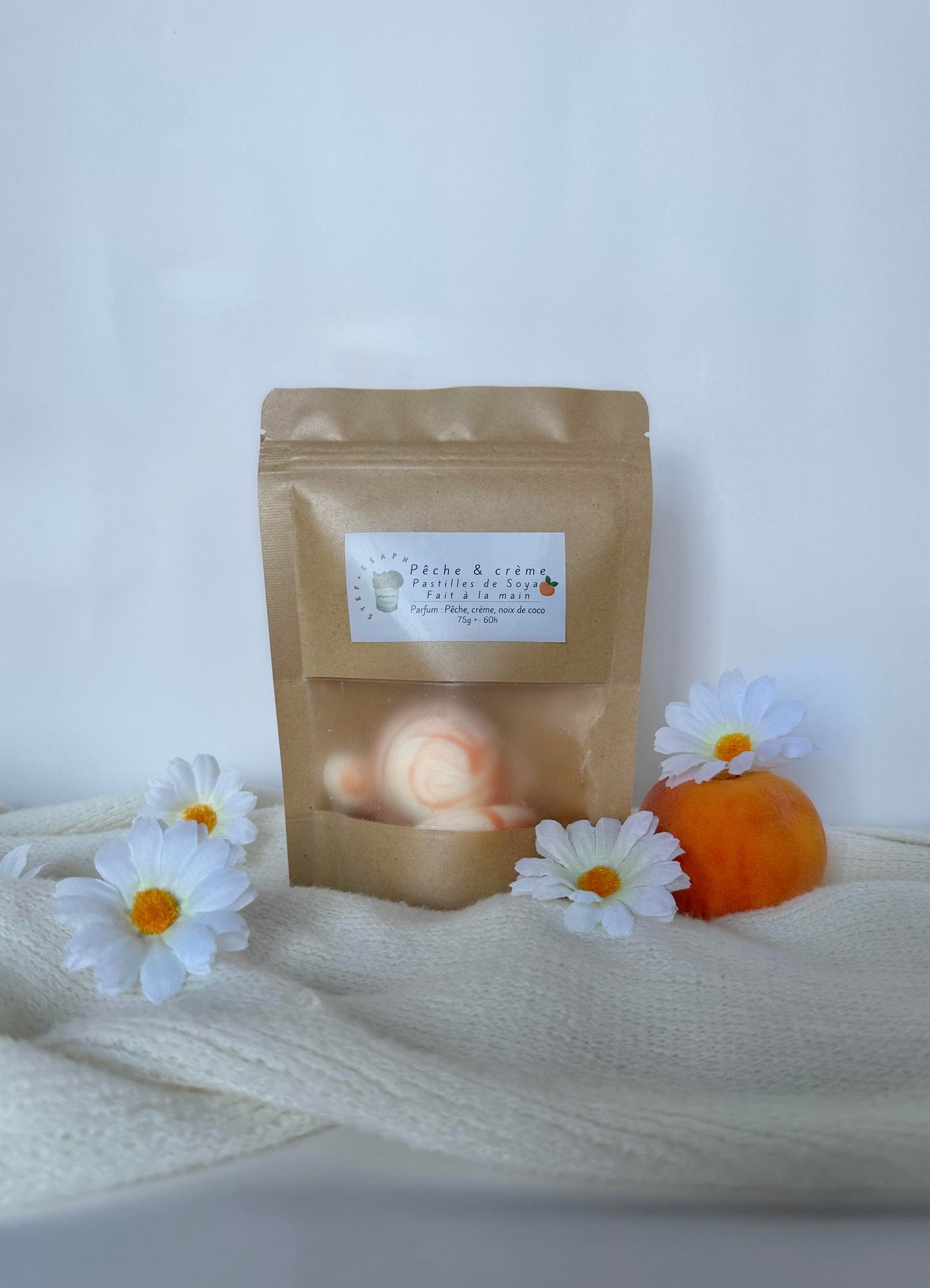 Paquet de pastilles de soya - Pêche et crème